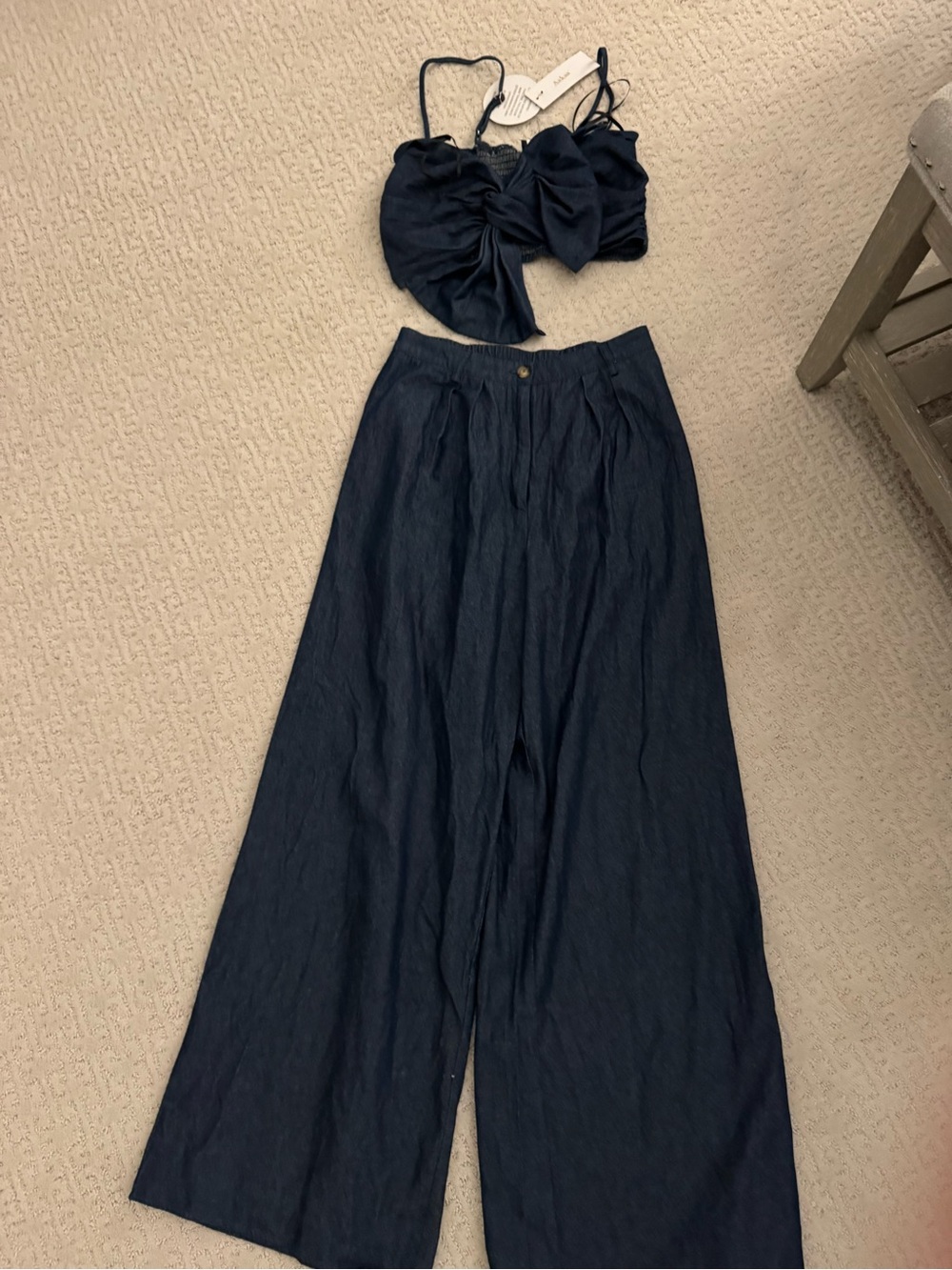 Denim High-Waist pants and top